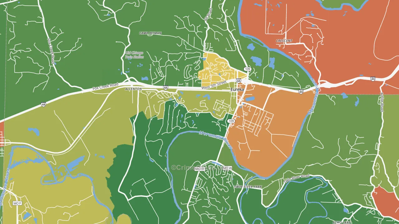 Eureka, MO Map of Drug-Related Crime Rates