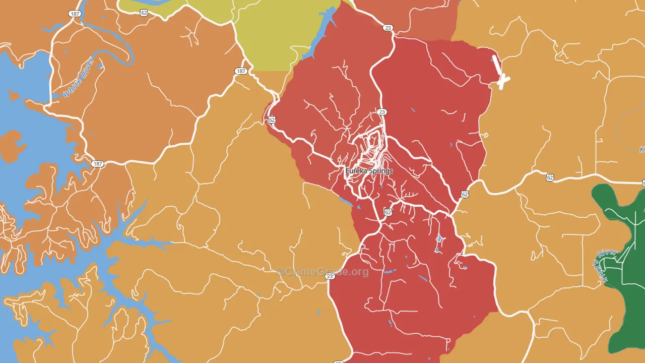 Eureka Springs, AR Map of Drug-Related Crime Rates