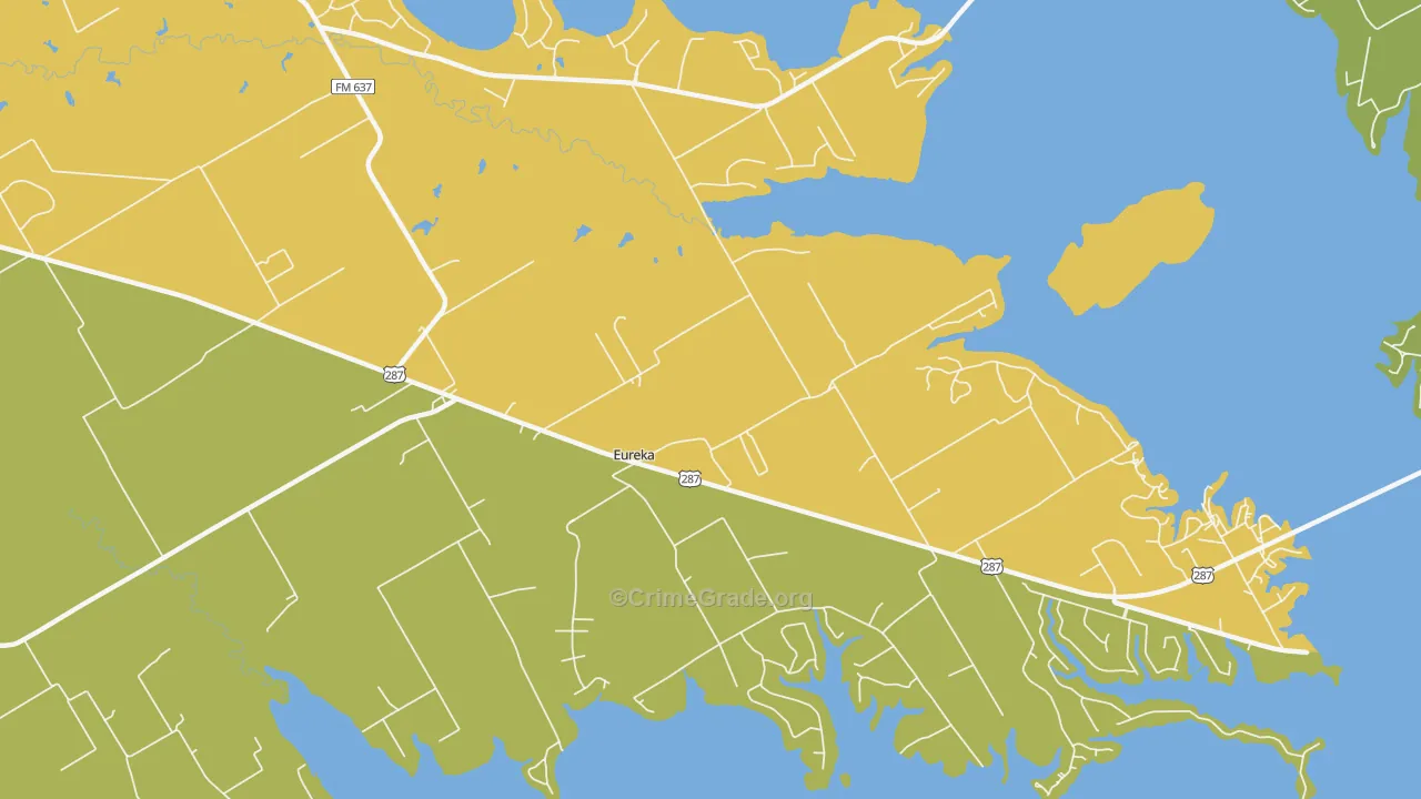 Eureka, TX Map of Drug-Related Crime Rates