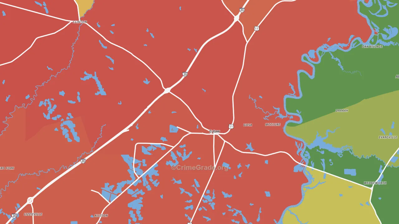 Eutaw, AL Map of Drug-Related Crime Rates
