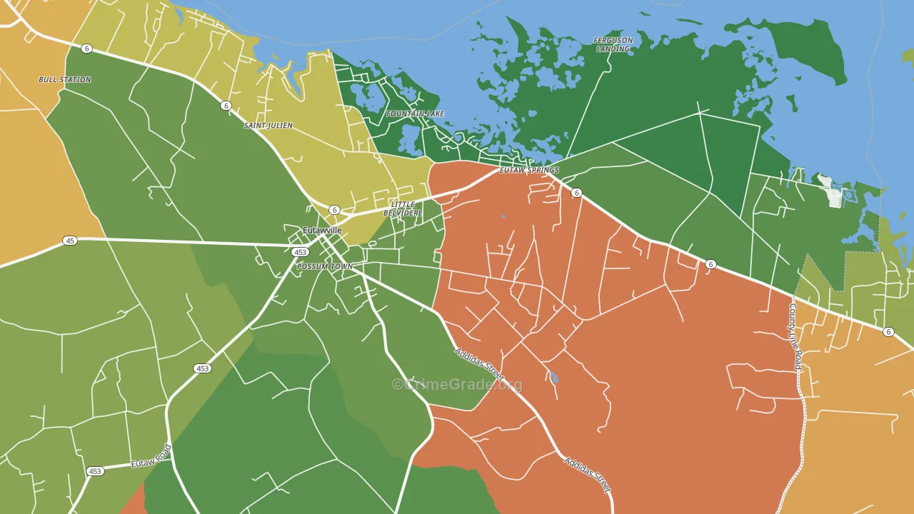 Eutawville, SC Map of Drug-Related Crime Rates