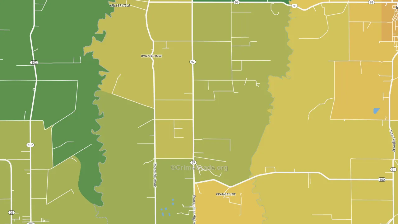 Evangeline, LA Map of Drug-Related Crime Rates