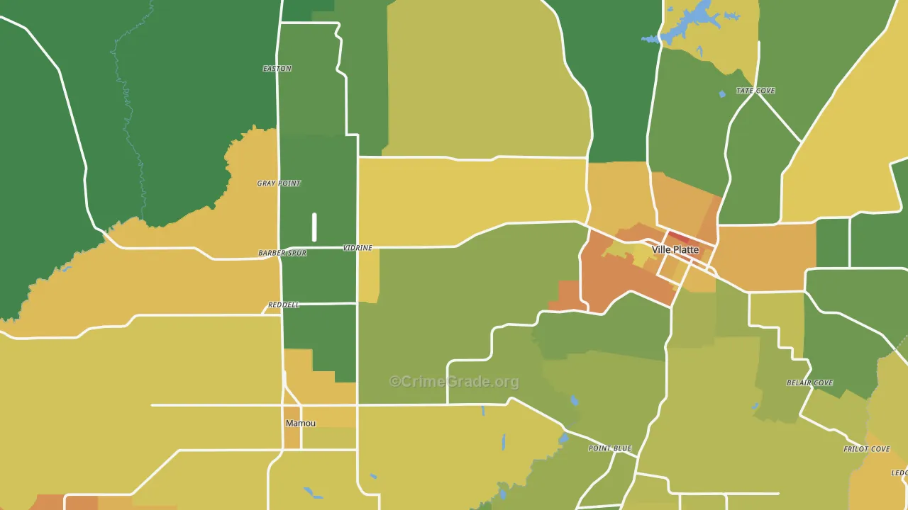 Evangeline Parish, LA Map of Drug-Related Crime Rates