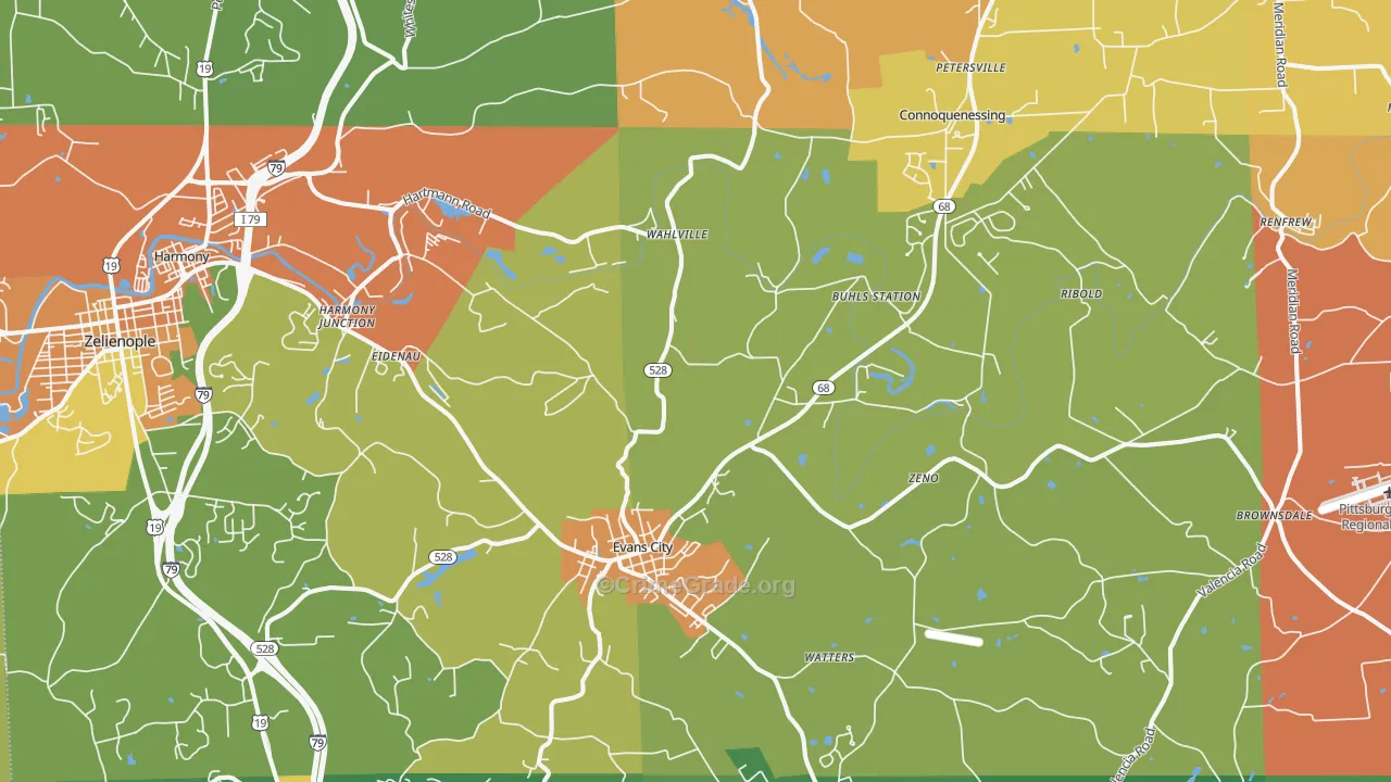 Evans City, PA Map of Drug-Related Crime Rates