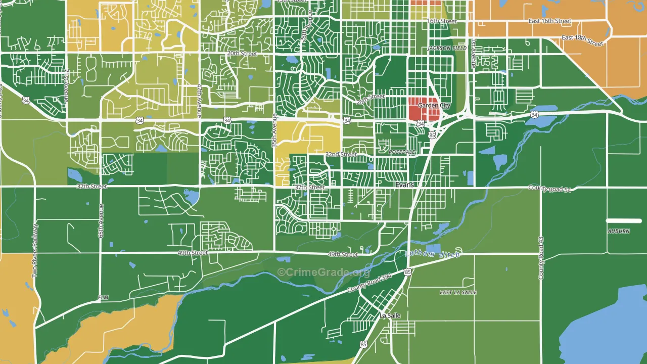 Evans, CO Map of Drug-Related Crime Rates