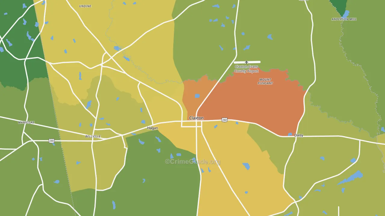 Evans County, GA Map of Drug-Related Crime Rates
