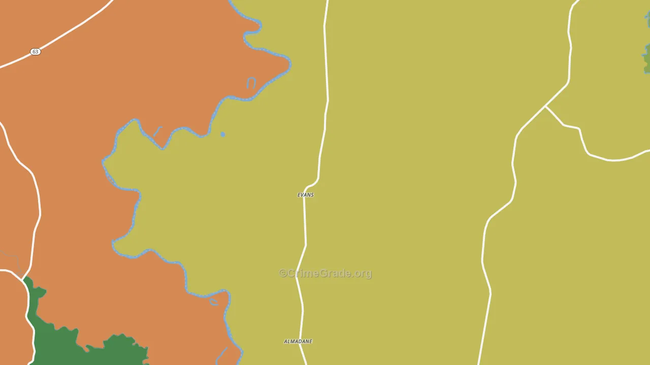 Evans, LA Map of Drug-Related Crime Rates