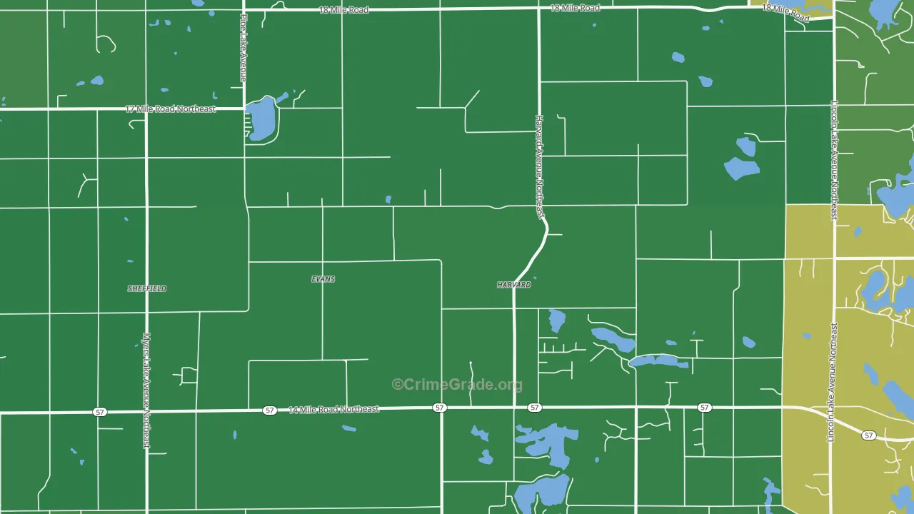 Evans, MI Map of Drug-Related Crime Rates