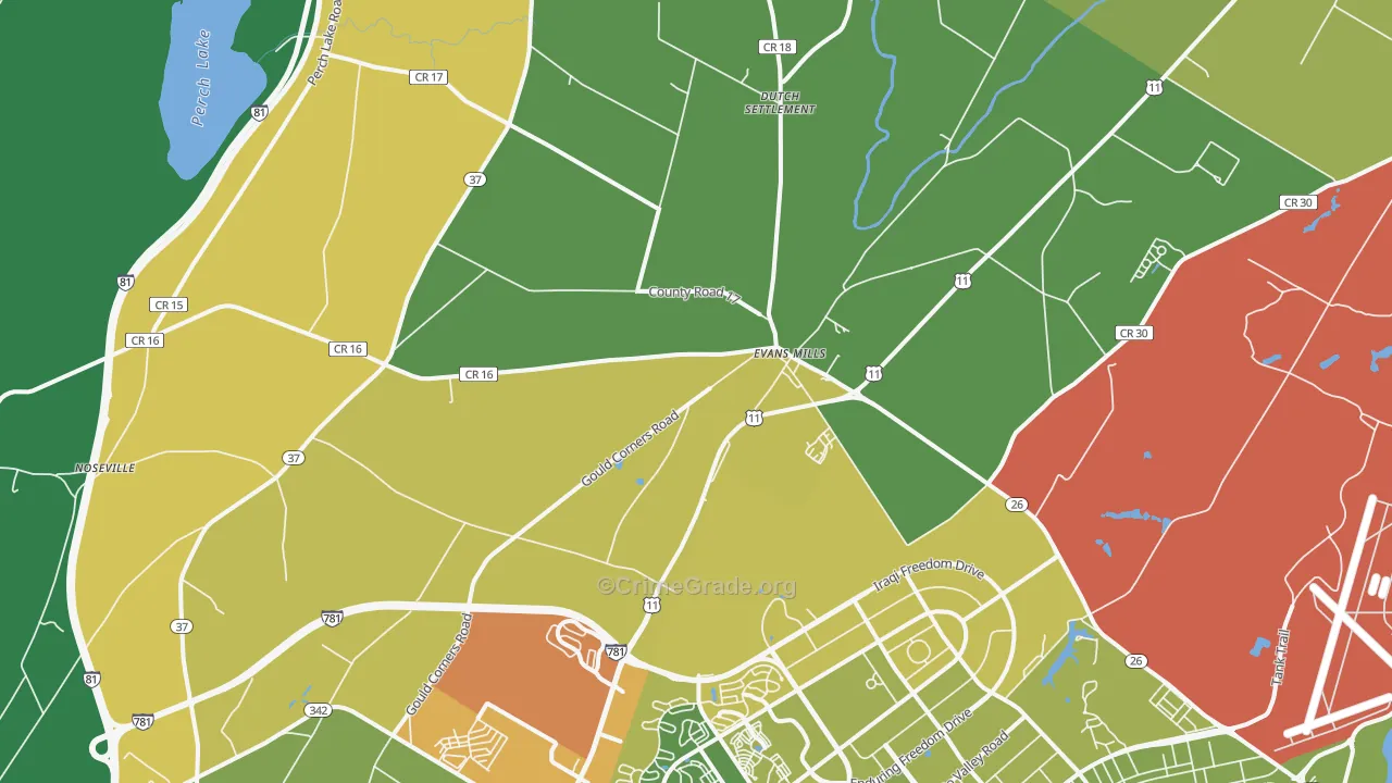 Evans Mills, NY Map of Drug-Related Crime Rates
