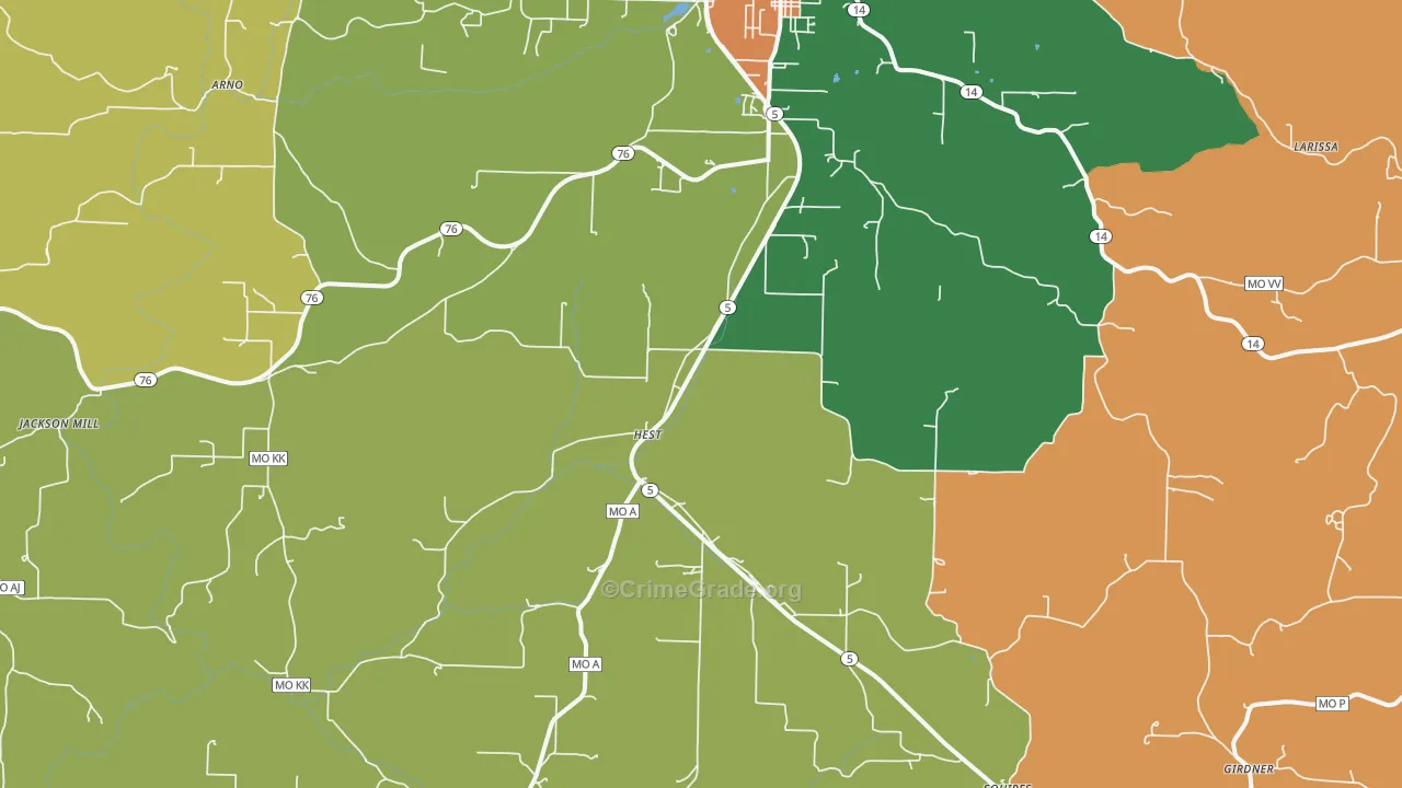 Evans, MO Map of Drug-Related Crime Rates