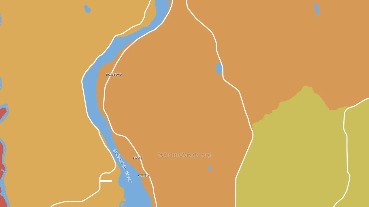 Evans, WA Map of Drug-Related Crime Rates