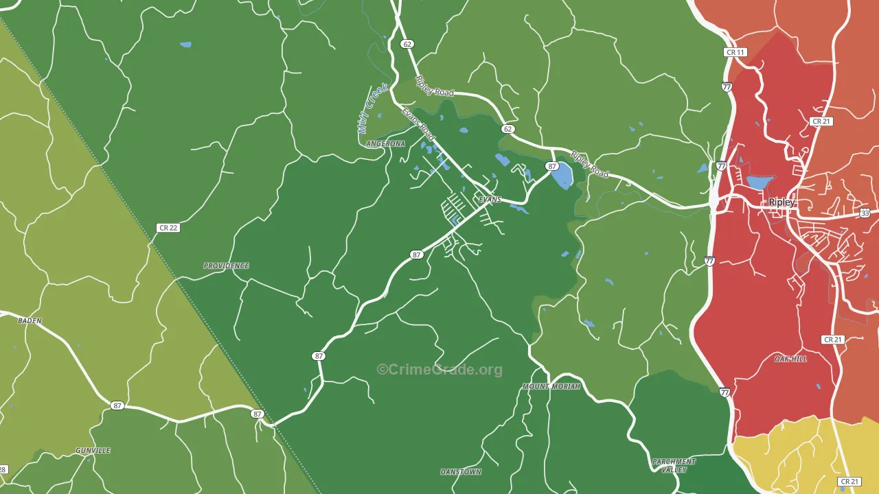 Evans, WV Map of Drug-Related Crime Rates