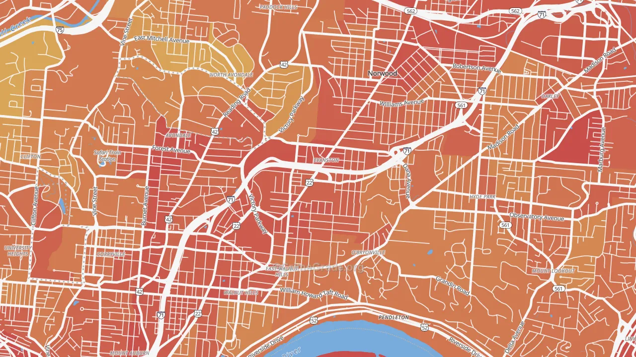 Evanston, Cincinnati, OH Map of Drug-Related Crime Rates