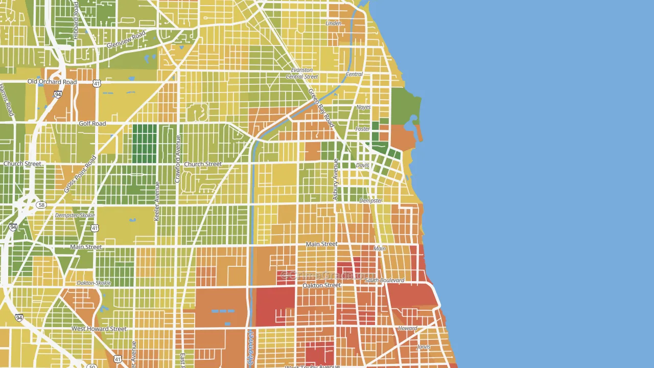 Evanston, IL Map of Drug-Related Crime Rates