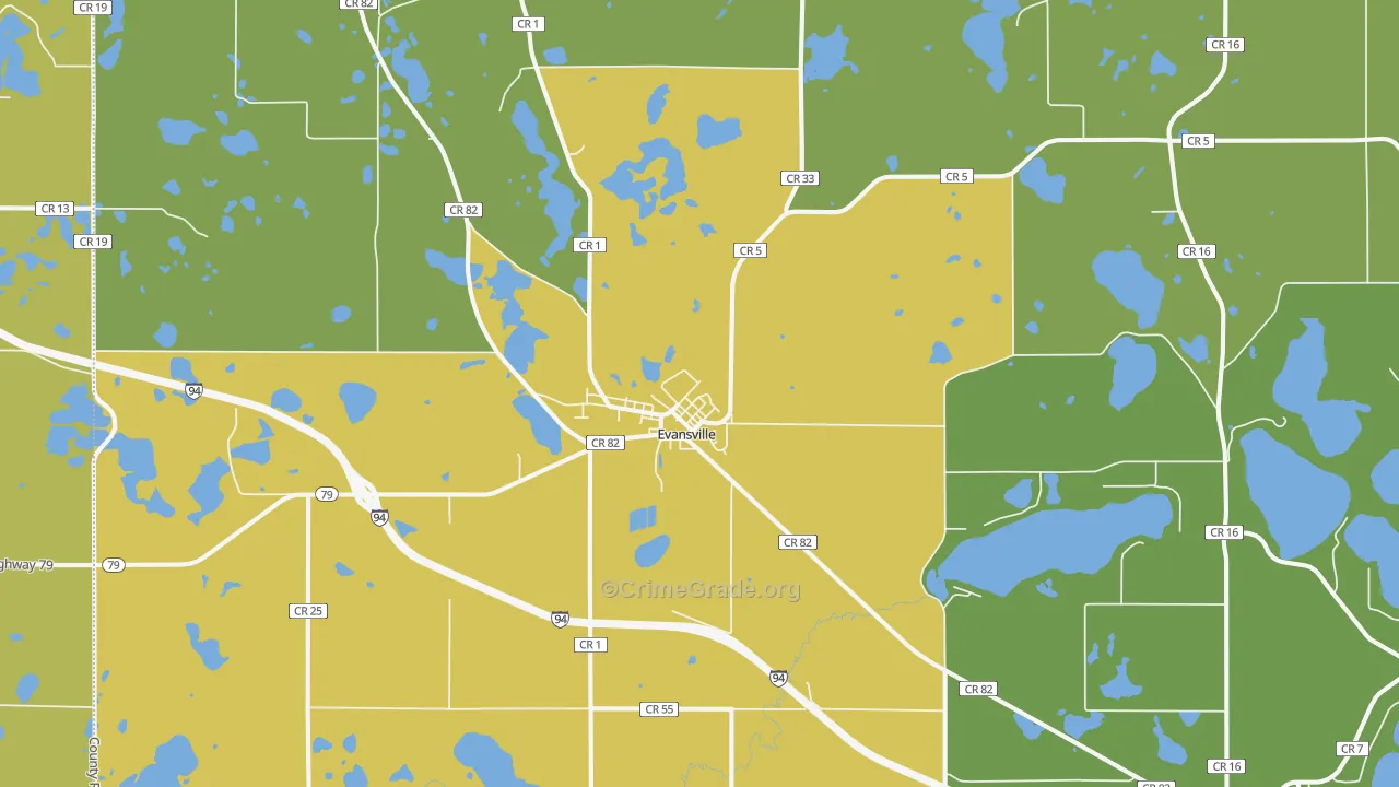 Evansville, MN Map of Drug-Related Crime Rates