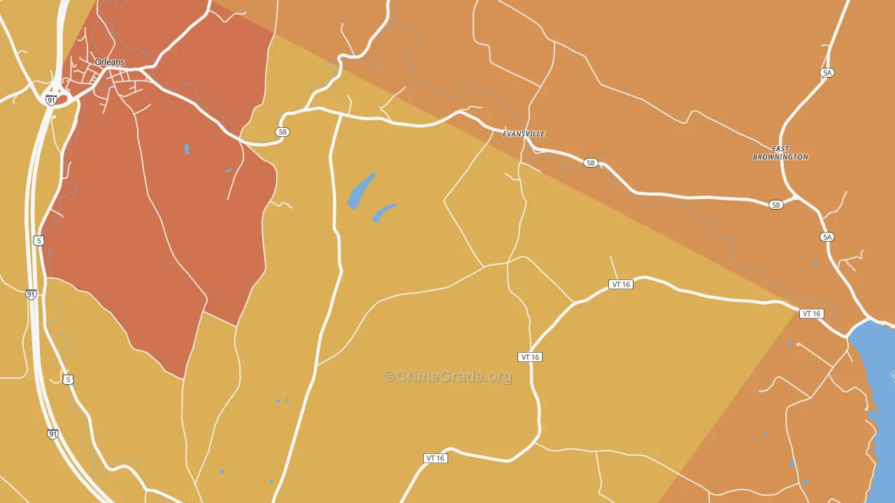 Evansville, VT Map of Drug-Related Crime Rates