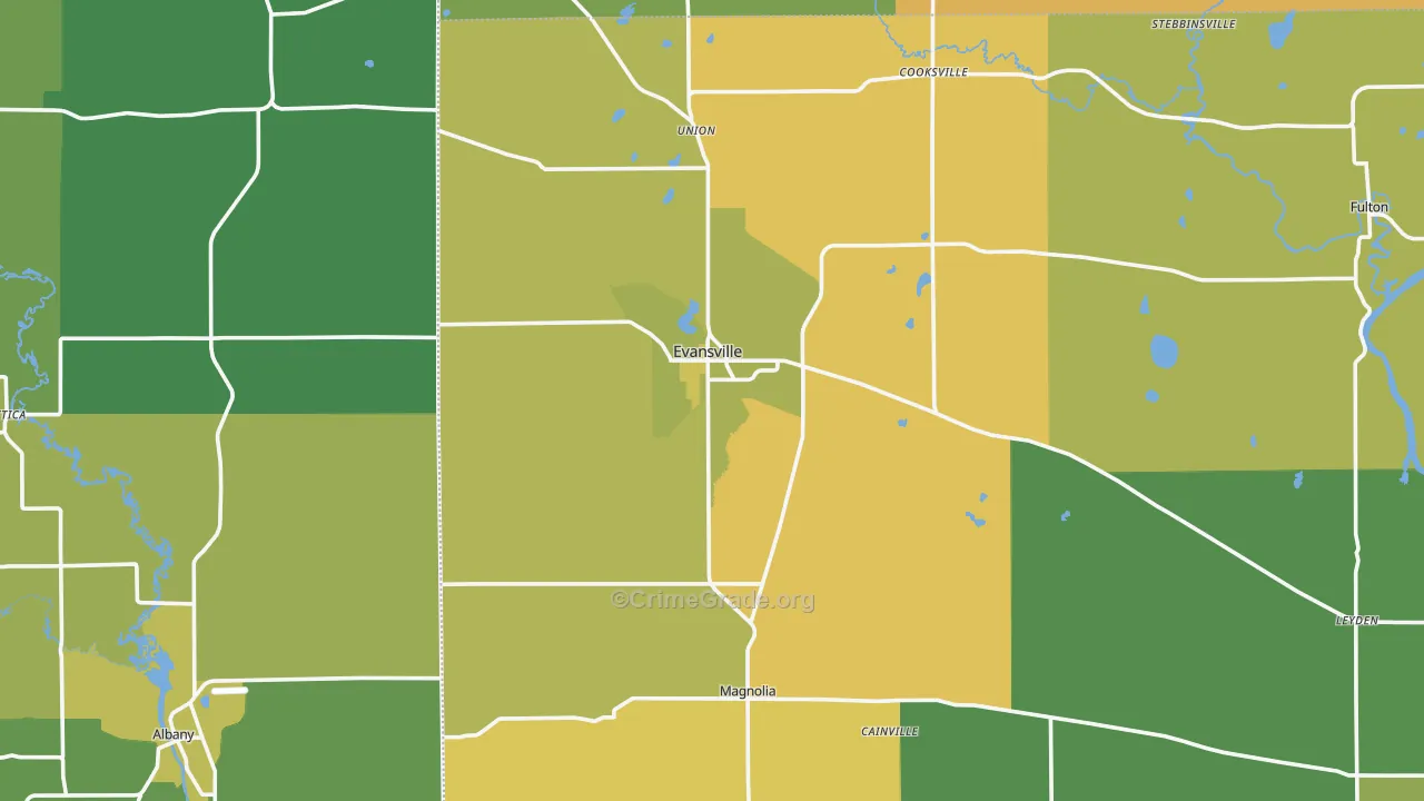 Evansville, WI Map of Drug-Related Crime Rates