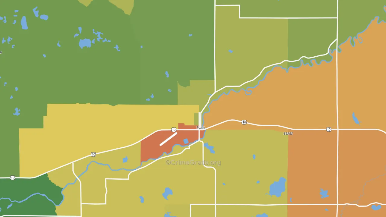 Evart, MI Map of Drug-Related Crime Rates