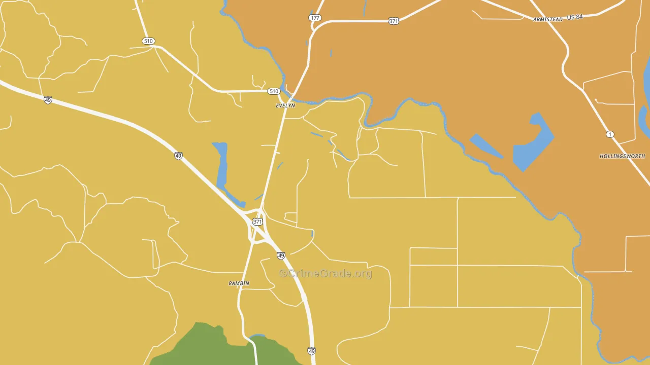 Evelyn, LA Map of Drug-Related Crime Rates