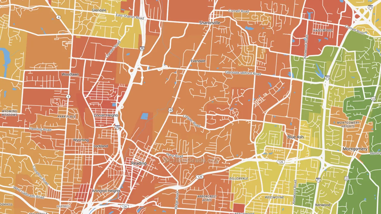 Evendale, OH Map of Drug-Related Crime Rates