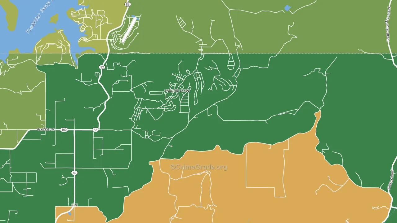 Evening Shade, OK Map of Drug-Related Crime Rates