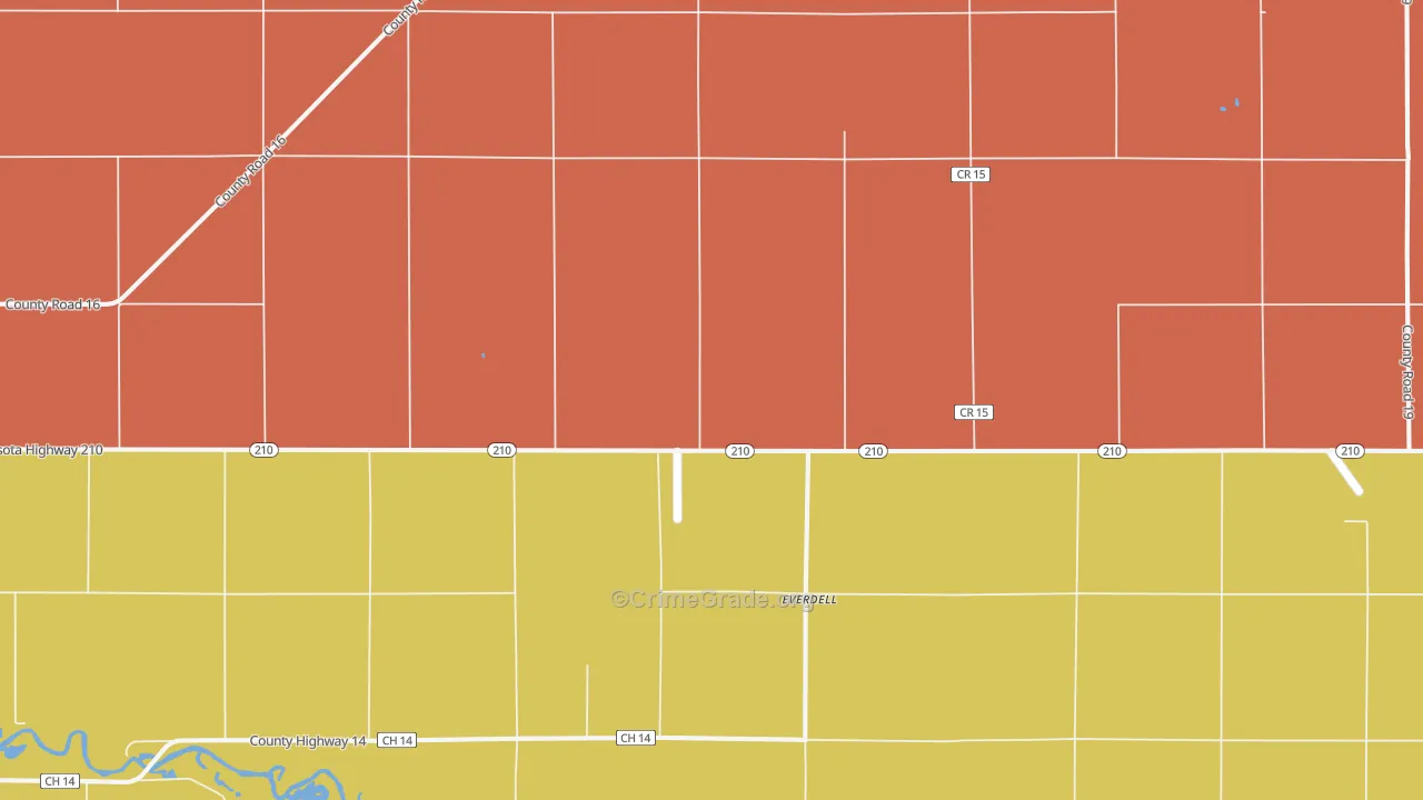 Everdell, MN Map of Drug-Related Crime Rates