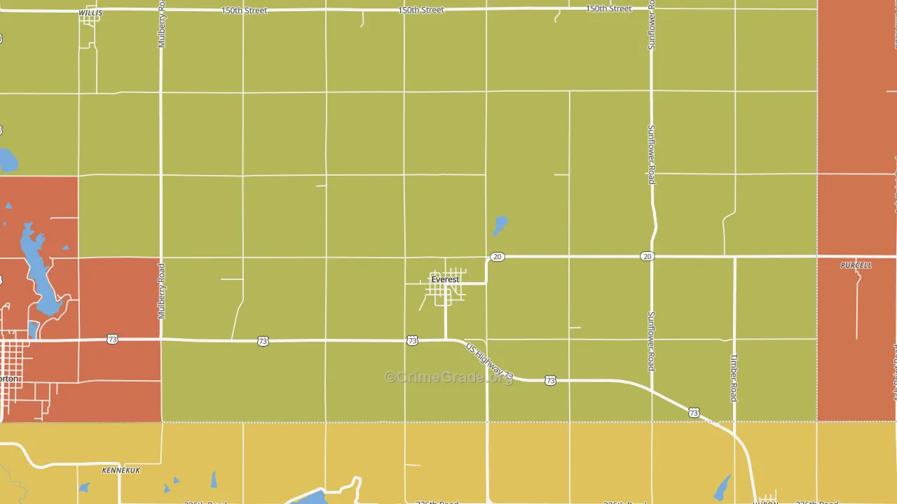 Everest, KS Map of Drug-Related Crime Rates