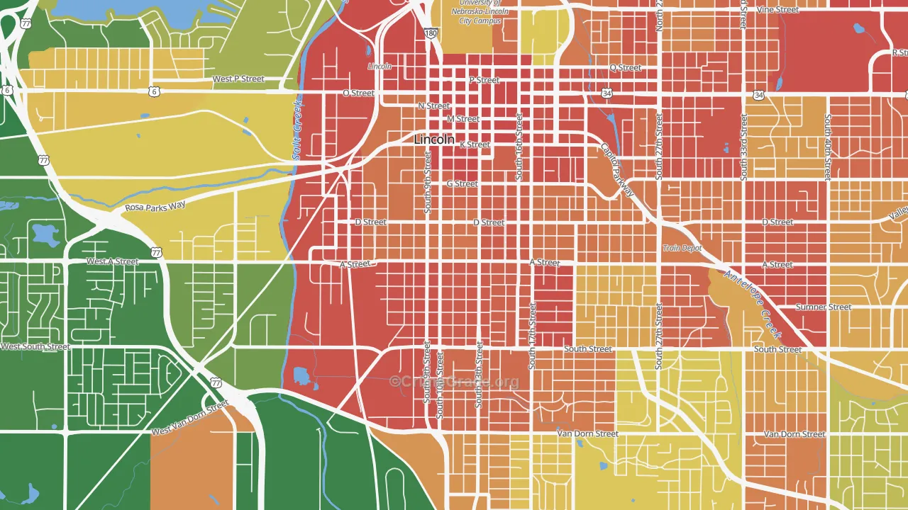 Everett, Lincoln, NE Map of Drug-Related Crime Rates