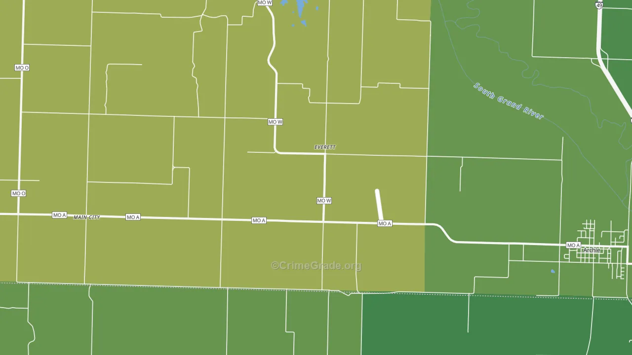 Everett, MO Map of Drug-Related Crime Rates