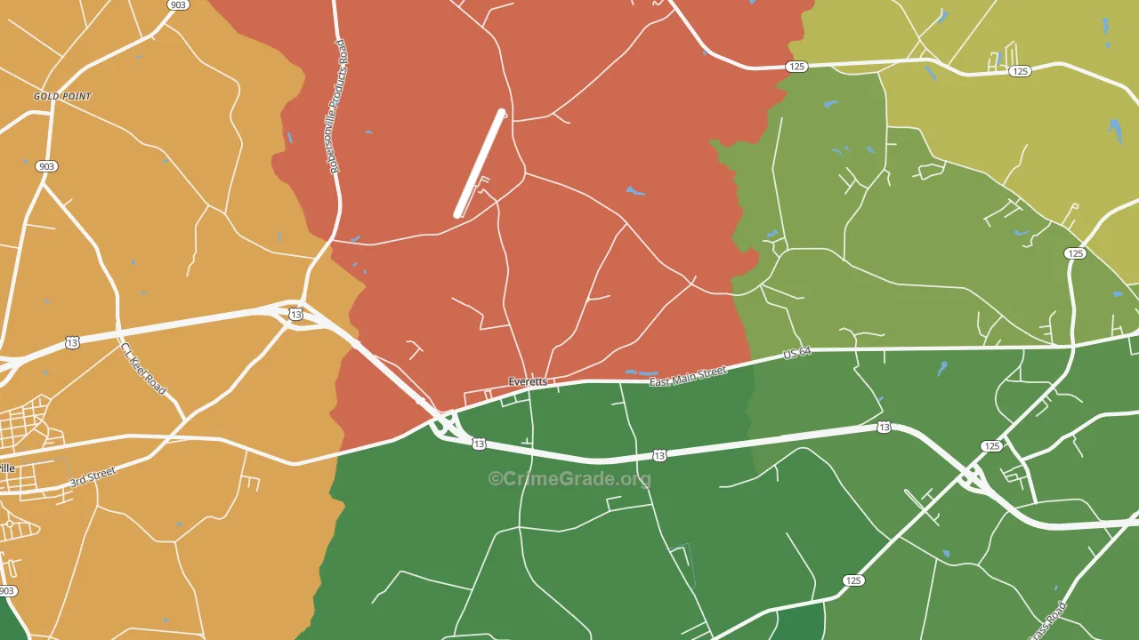 Everetts, NC Map of Drug-Related Crime Rates