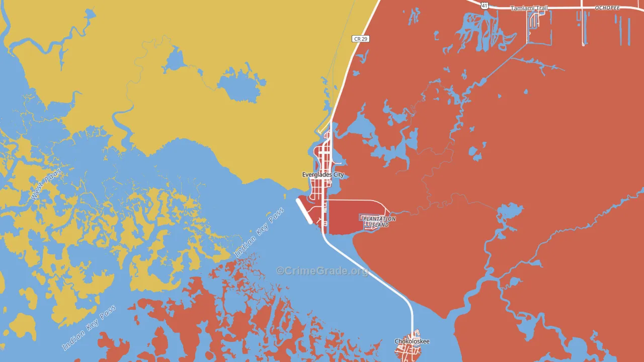 Everglades, FL Map of Drug-Related Crime Rates