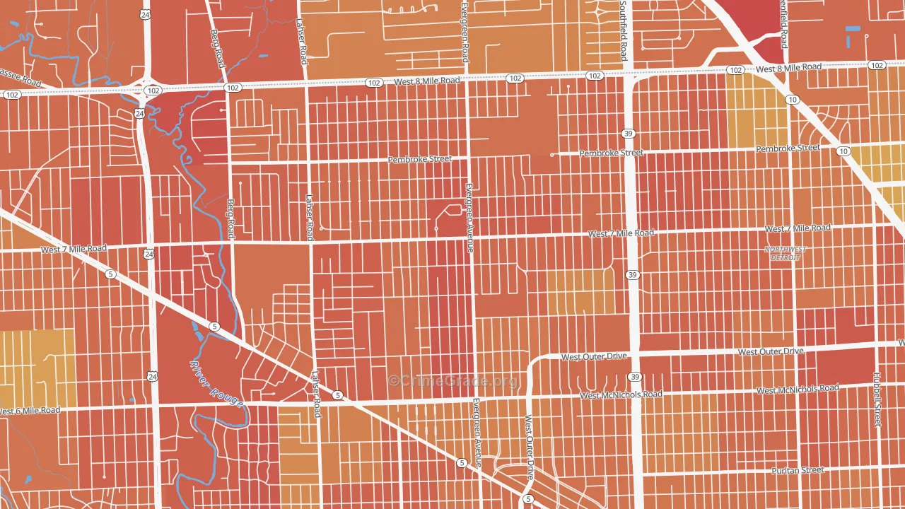 Evergreen, Detroit, MI Map of Drug-Related Crime Rates