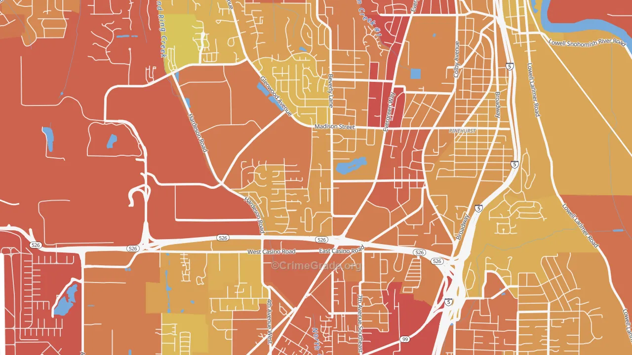 Evergreen, Everett, WA Map of Drug-Related Crime Rates