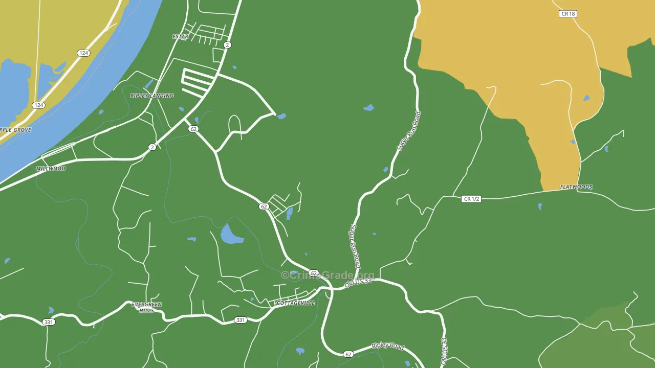 Evergreen Hills, WV Map of Drug-Related Crime Rates