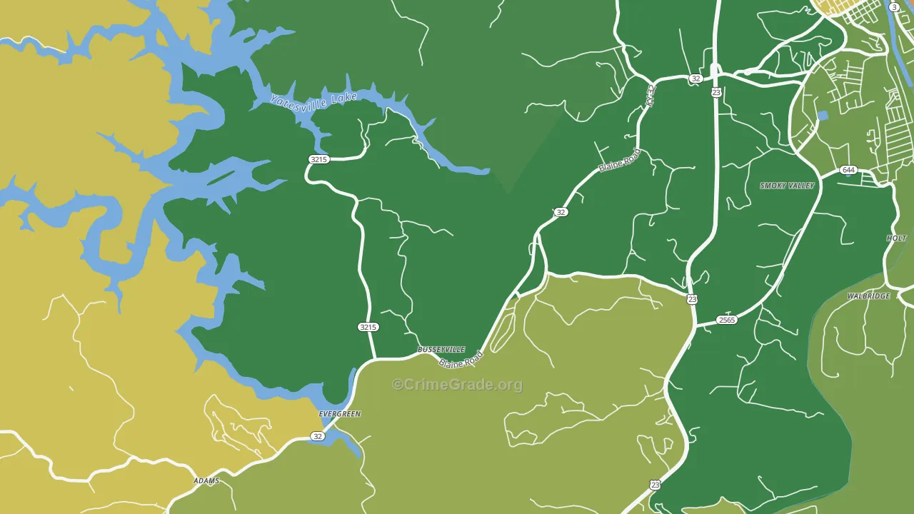 Evergreen, KY Map of Drug-Related Crime Rates