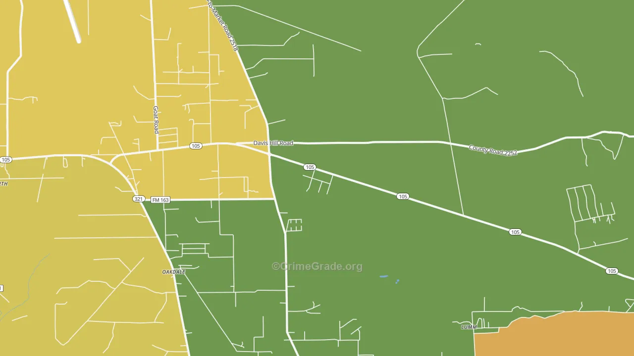 Evergreen, TX Map of Drug-Related Crime Rates