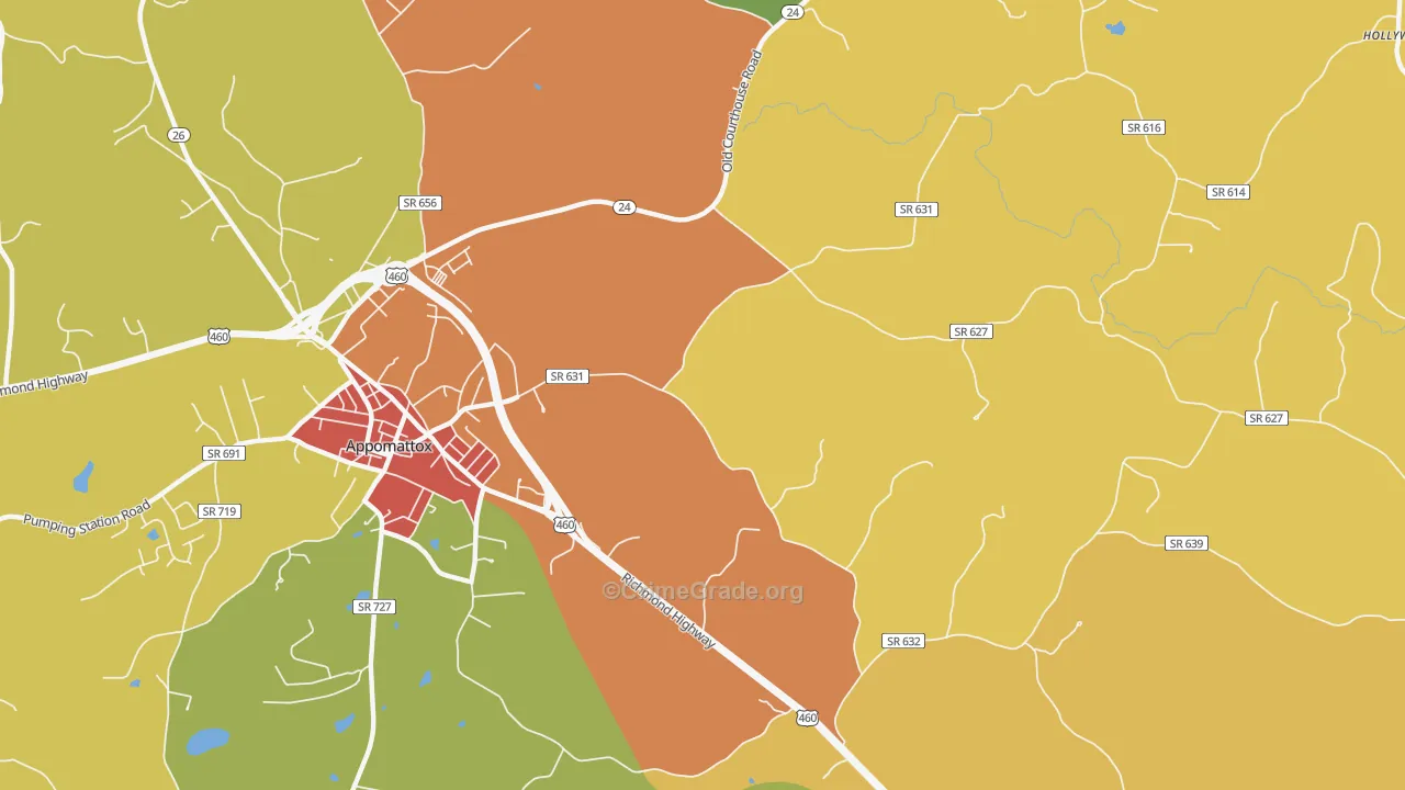 Evergreen, VA Map of Drug-Related Crime Rates