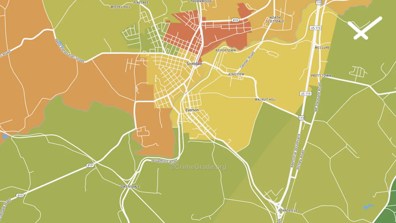 Everson, PA Map of Drug-Related Crime Rates
