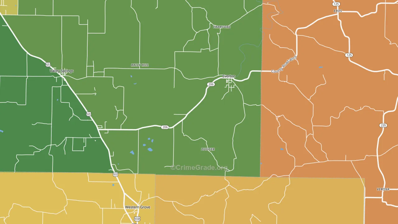 Everton, AR Map of Drug-Related Crime Rates
