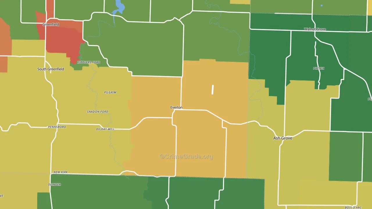Everton, MO Map of Drug-Related Crime Rates