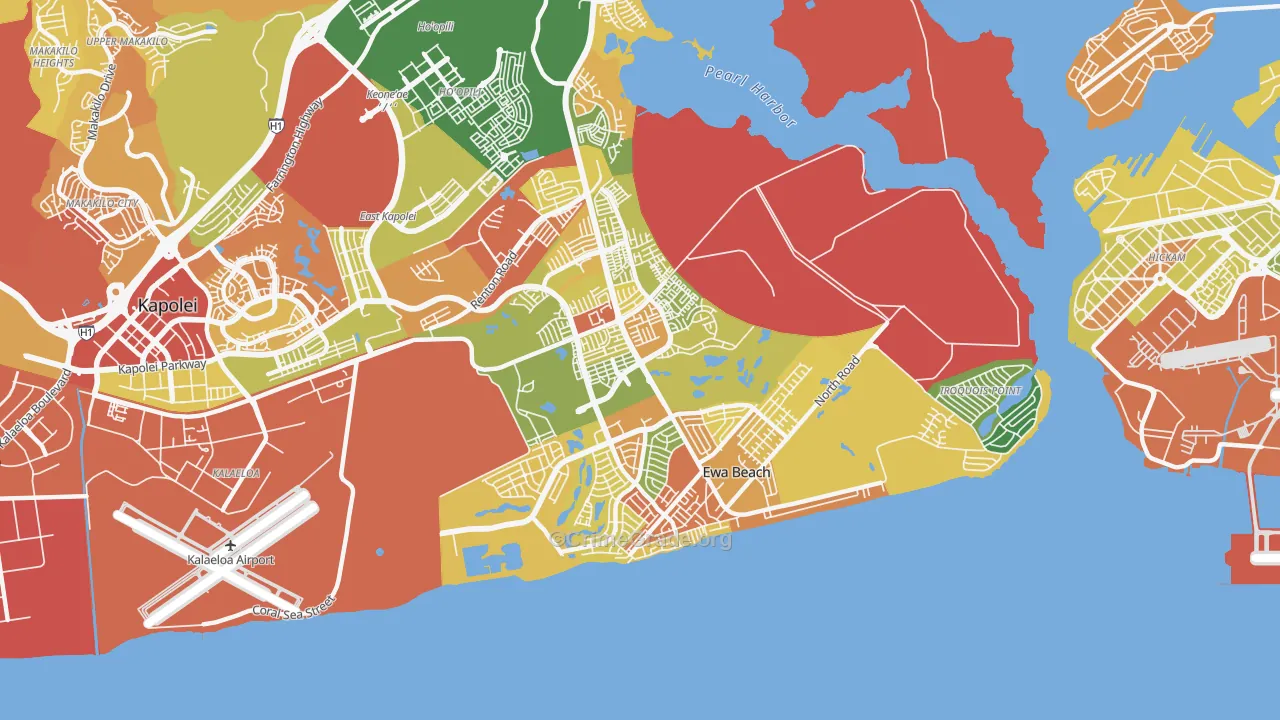 Ewa Beach, HI Map of Drug-Related Crime Rates