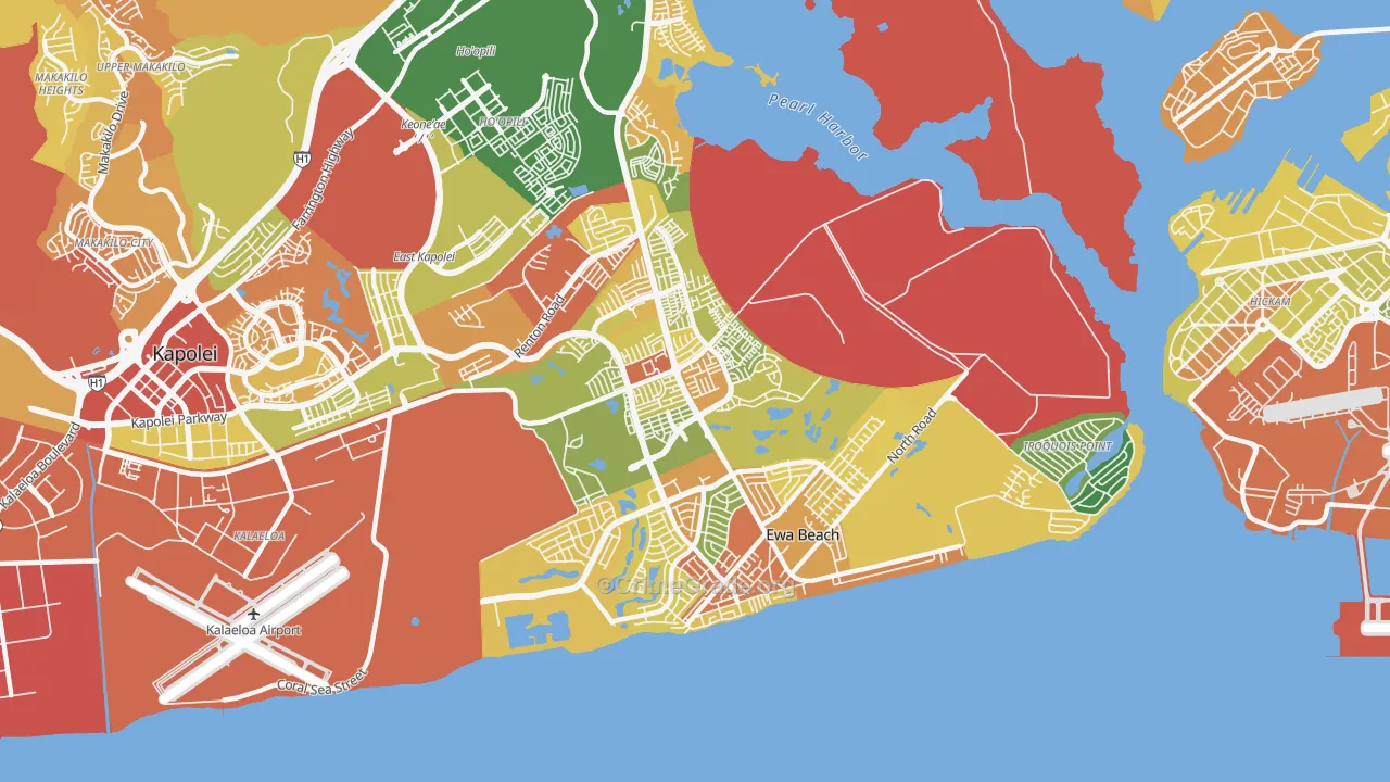 Ewa, Ewa Beach, HI Map of Drug-Related Crime Rates