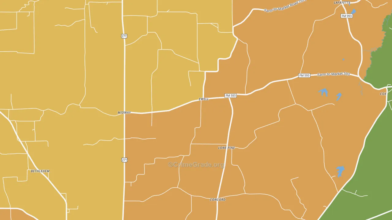 Ewell, TX Map of Drug-Related Crime Rates