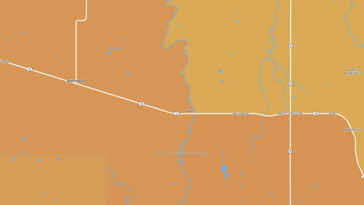 Ewen, MI Map of Drug-Related Crime Rates