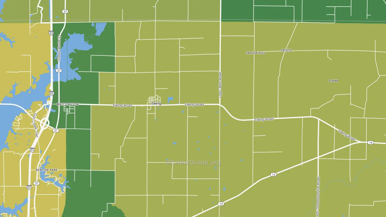 Ewing, IL Map of Drug-Related Crime Rates