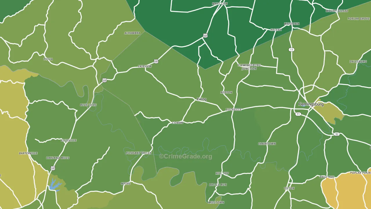 Ewing, KY Map of Drug-Related Crime Rates