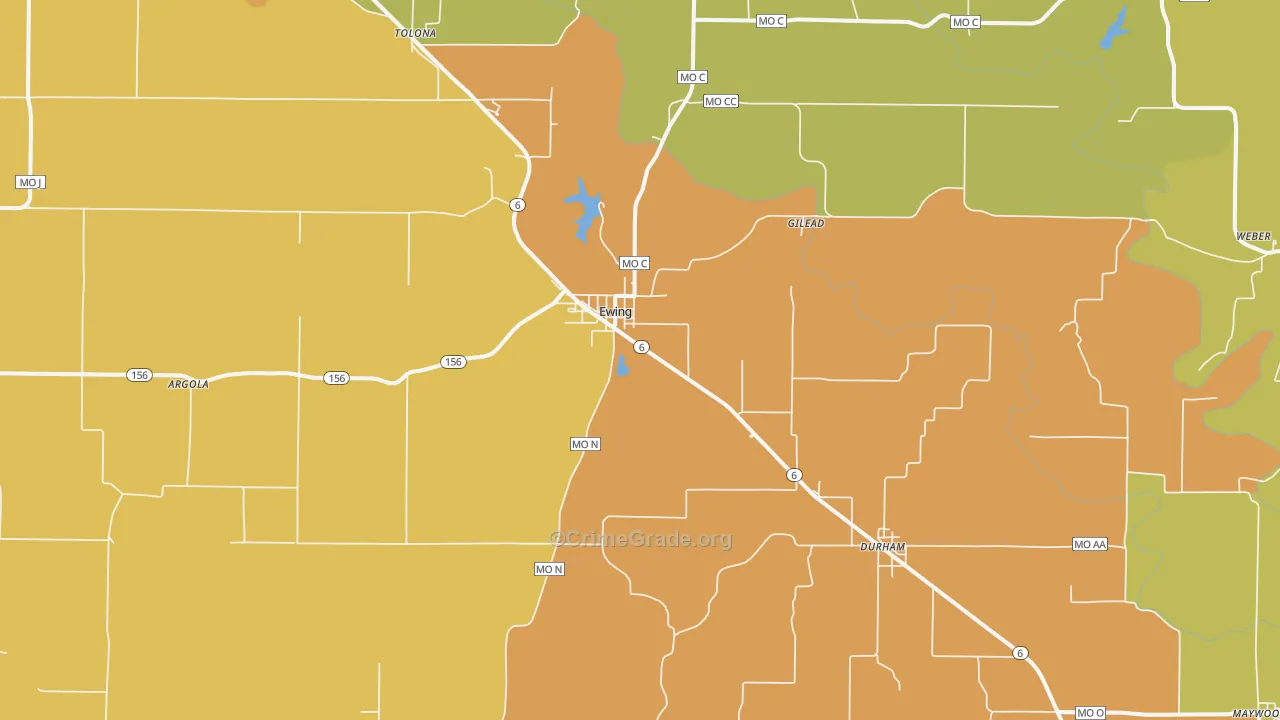Ewing, MO Map of Drug-Related Crime Rates