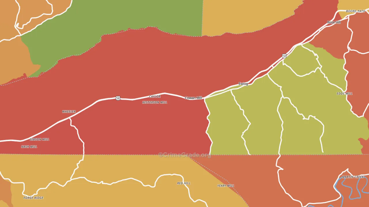 Ewing, VA Map of Drug-Related Crime Rates