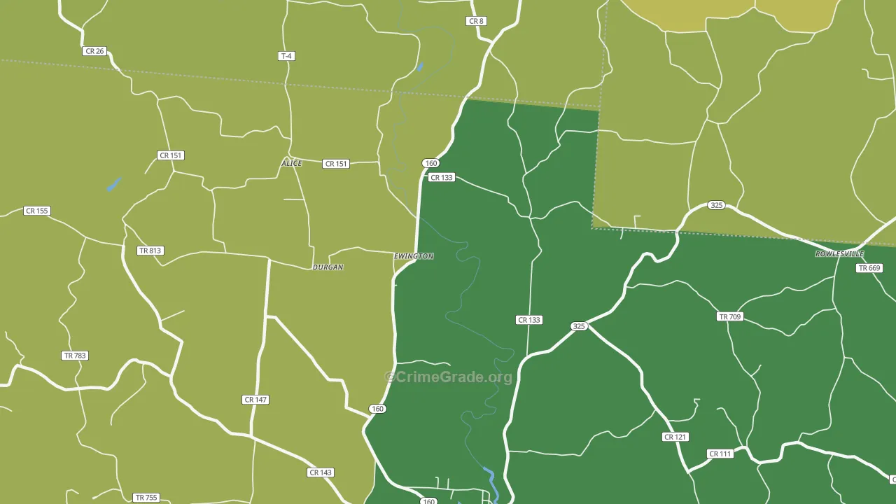 Ewington, OH Map of Drug-Related Crime Rates