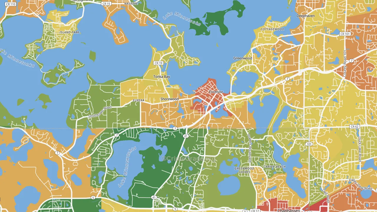 Excelsior, MN Map of Drug-Related Crime Rates